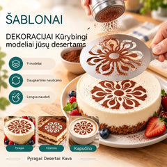 ☕ Nerūdijančiojo plieno trafaretas „latte art“ piešiniams