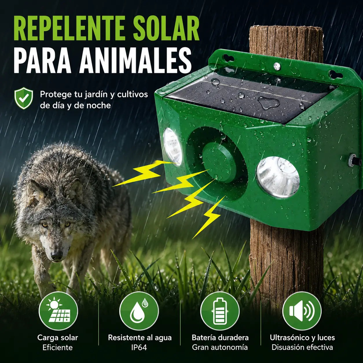 ✨🐅 Repelente solar ultrasónico para exteriores