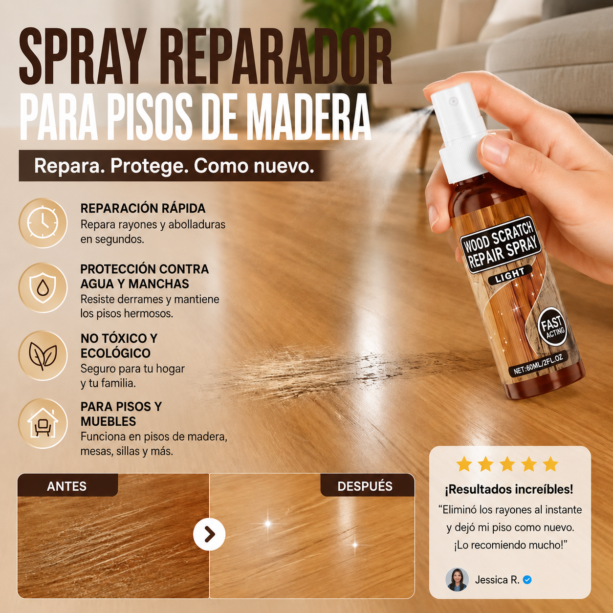 🌟Compra 1 y llévate 1 gratis🌳 Limpiador y abrillantador para suelos de madera