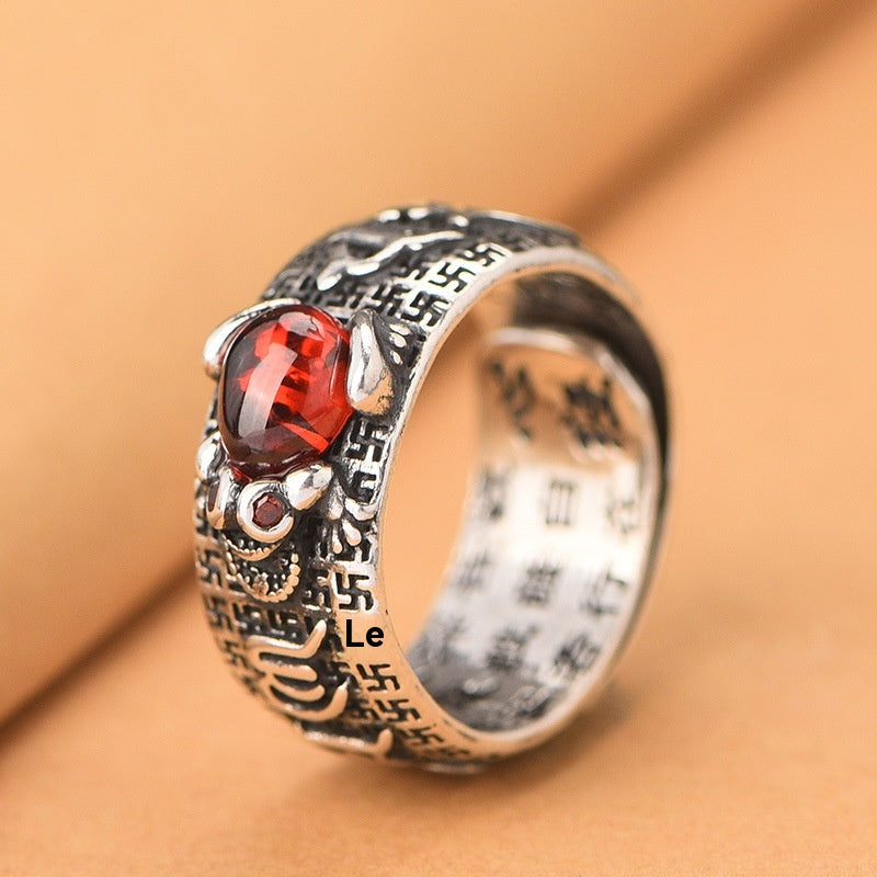 🔥Compre 1 y obtenga 1 gratis（2 piezas）💖Anillo de plata 999, estilo retro unisex con amuleto de la suerte Pixiu, fuerte y de moda.