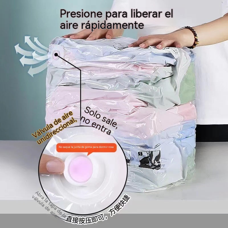 🧳【Juego de 5 piezas】💨 Bolsa de almacenamiento al vacío grande y compresible: no requiere bomba, es a prueba de fugas e ideal para ahorrar espacio en maletas y en casa ✈️