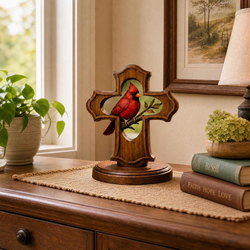 ❤️✝️Joyas hechas a mano con cruz de gorrión rojo