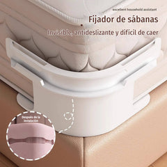 Juego de 4 piezas-28€-Sujetadores de sábanas: clips antideslizantes, invisibles y sin agujas que fijan las sábanas y las sábanas bajeras por las esquinas para evitar que se muevan.