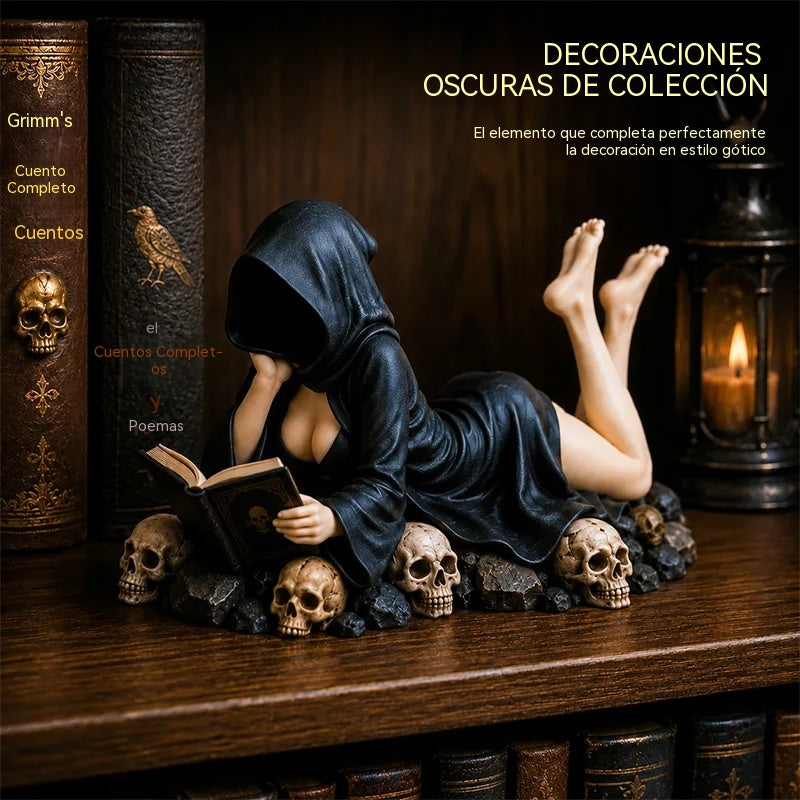 🔥【Novedad 2026】Estatuilla gótica «Lector encapuchado»: un adorno misterioso y sensual para el dormitorio o la oficina. ¡Un regalo decorativo de estilo *dark academia*! 🖤📖