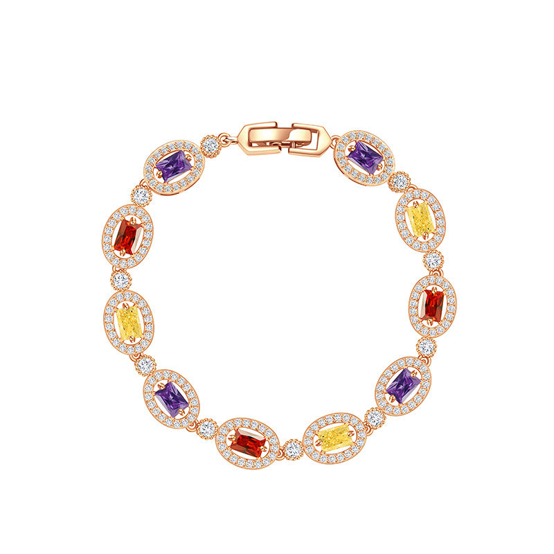 💖✨Nueva pulsera de oro de 18 quilates con piedras de colores