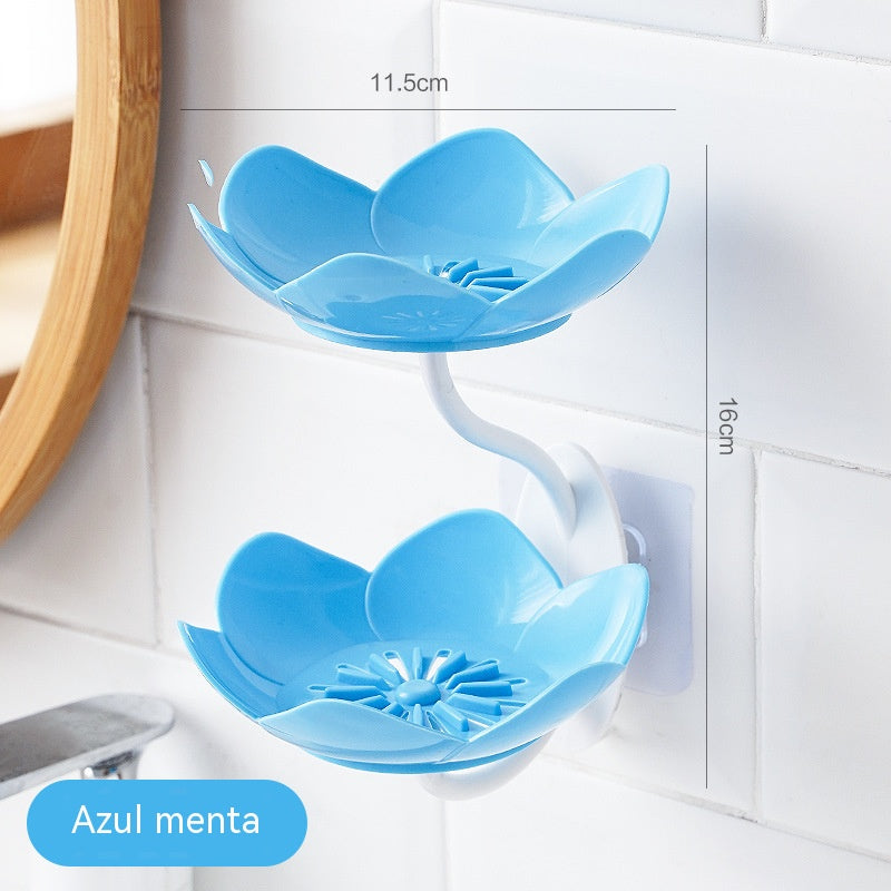 [2 piezas 26 euro] Jabonera con forma de loto, sin necesidad de taladrar, de montaje en pared, con doble capa y escurridor.