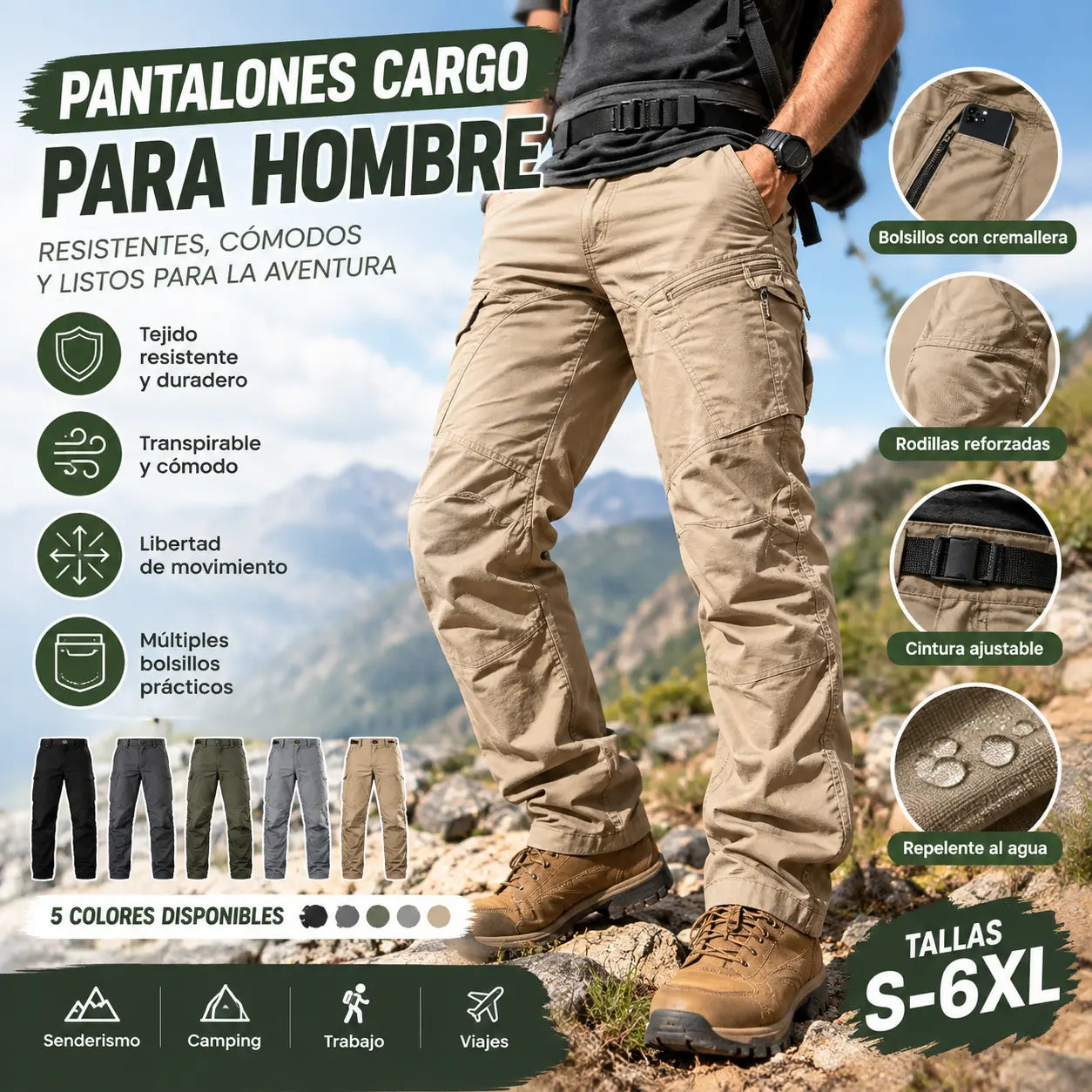 💥🔥 [S-6XL] pantalones de trabajo para hombres pantalones militares ❤️ (40-105kg)