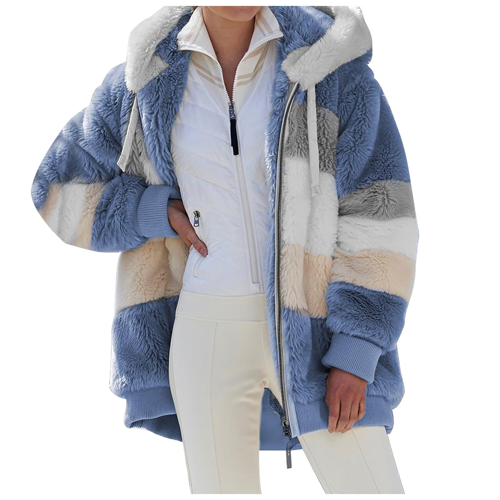 ☃️Oferta limitada, 35% de descuento❄️【S-5XL】Nueva chaqueta de invierno para mujer 2025, gruesa con franjas de felpa