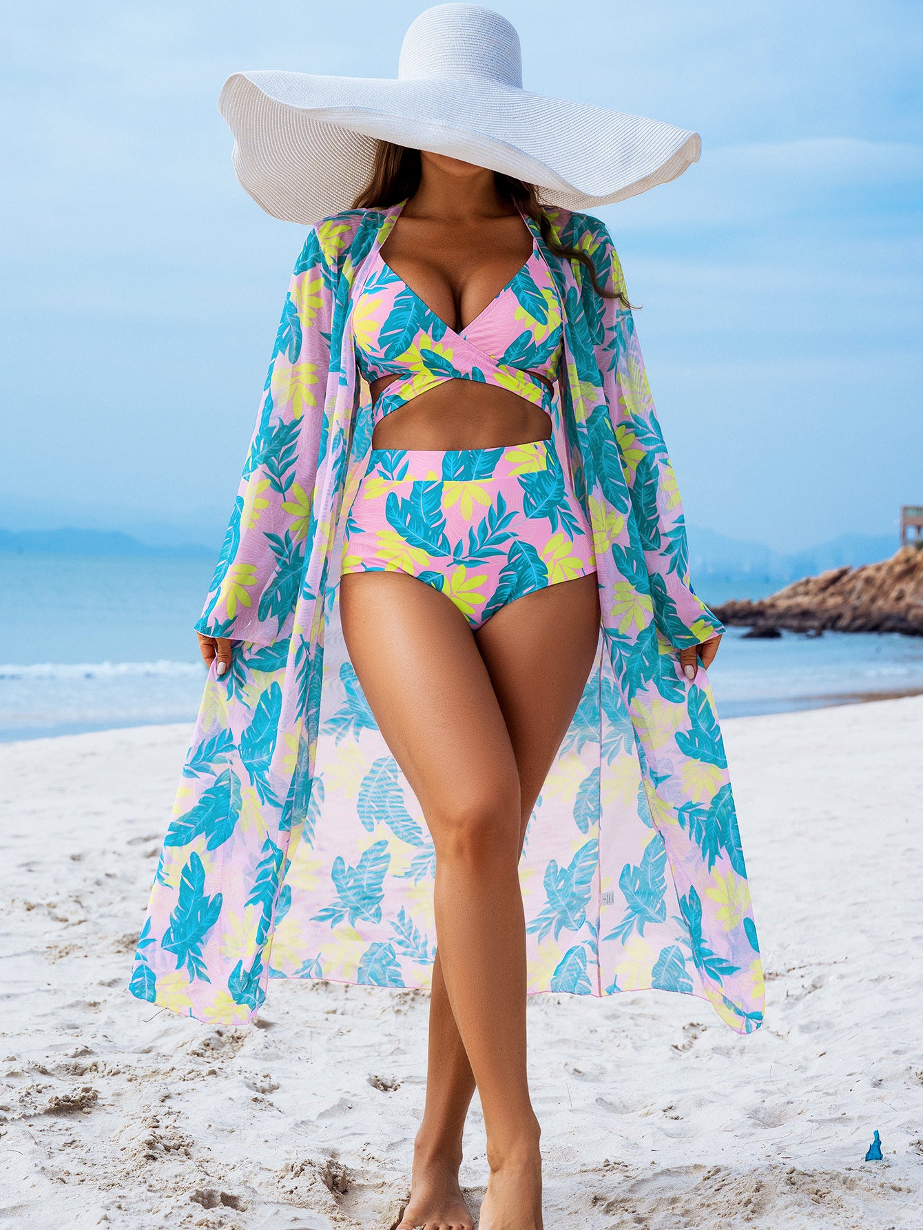 🩱🏖️【Descuento del último día】【40-100KG】Conjunto de traje de baño de tres piezas sexy y moderno