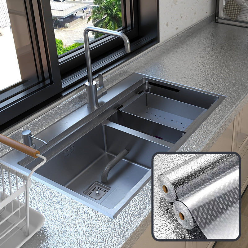 【60cm*10m】🛡️ Lámina Adhesiva de Aluminio Removible – Antigrasa, Resistente al Calor y Fácil de Limpiar