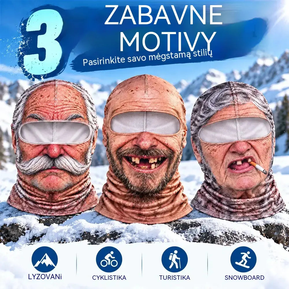 🔥😎 Smagi ir šilta 3D veido kaukė žiemos sportui lauke