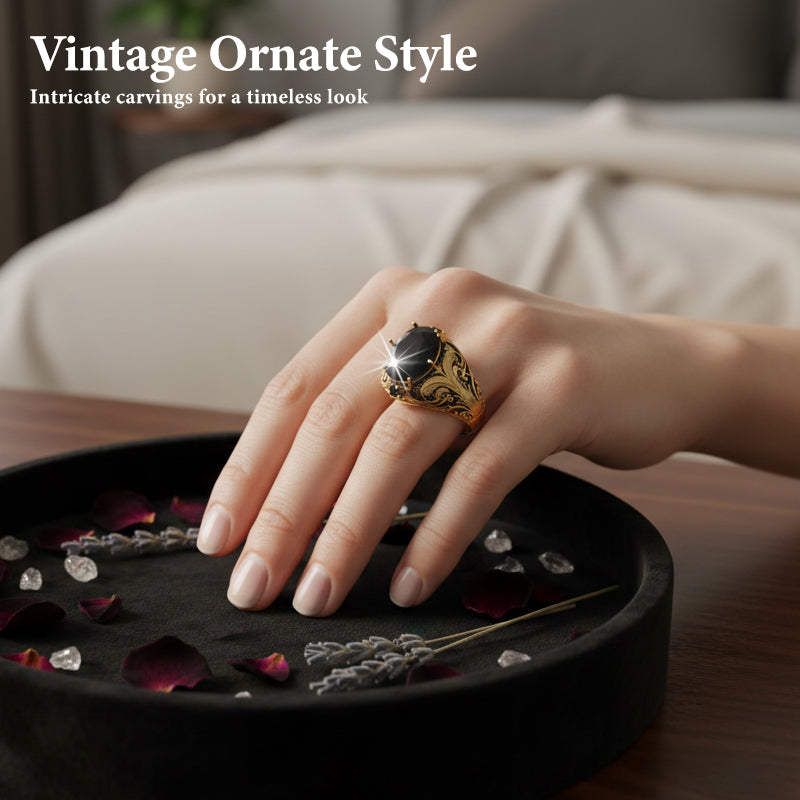 🖤🔥💍【Más vendido】🔥 Anillo vintage de lujo 💫 Anillo con piedra preciosa