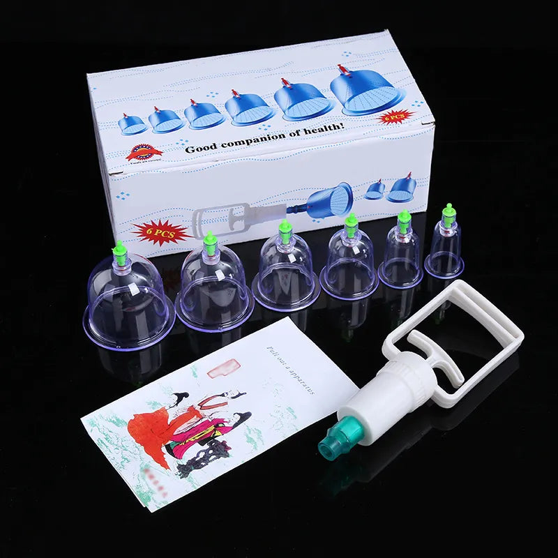 🧬 Kit de terapia con ventosas al vacío – Engrosado, bomba de succión, transparente 🩺