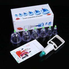 🧬 Kit de terapia con ventosas al vacío – Engrosado, bomba de succión, transparente 🩺