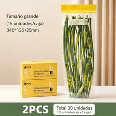 🎁 Compra 1 y llévate 1 (30 unidades en total) 🥦🥩 | Bolsas de Conservación con Doble Sellado Hermético, Extra Gruesas y Resistentes, Antifugas – Aptas para Congelador y Microondas