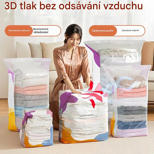 🧳【Sada 5 kusů】💨 Velký, stlačitelný vakuový úložný sáček: není potřeba pumpička, nepropustný a ideální pro úsporu místa v kufrech i doma ✈️