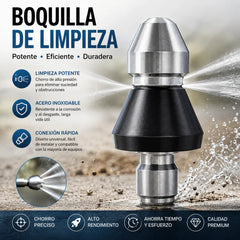 🔥(1/4 pulgada + tapón) boquilla de alta presión de acero inoxidable para desatascar tuberías de alcantarillado