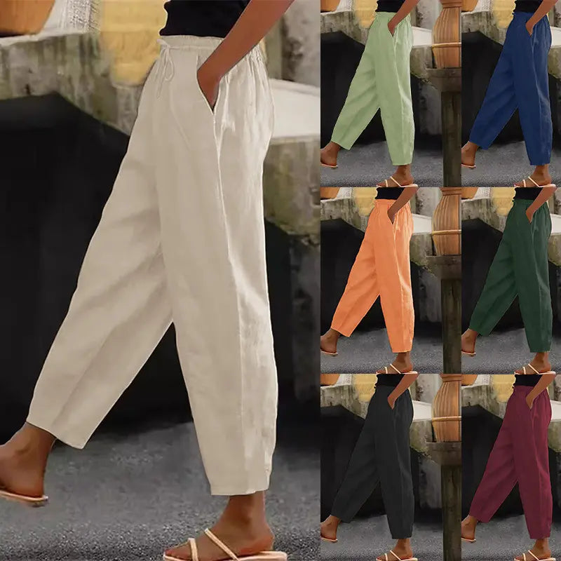 😍💕Último día de rebajas: 50% de descuento💕Pantalones casuales de algodón y lino para mujer