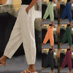 😍💕Último día de rebajas: 50% de descuento💕Pantalones casuales de algodón y lino para mujer