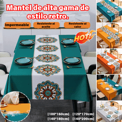 🔥【Promoción de último día】【140*200cm】Mantel de estilo retro de alta gama impermeable, a prueba de aceite y anti-escaldaduras.