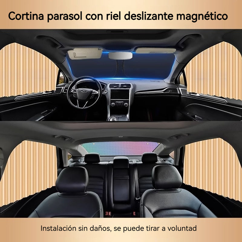 🔥【Juego de 4 piezas】🚗✨Cortina parasol con riel deslizante para ventana de coche y aislamiento térmico