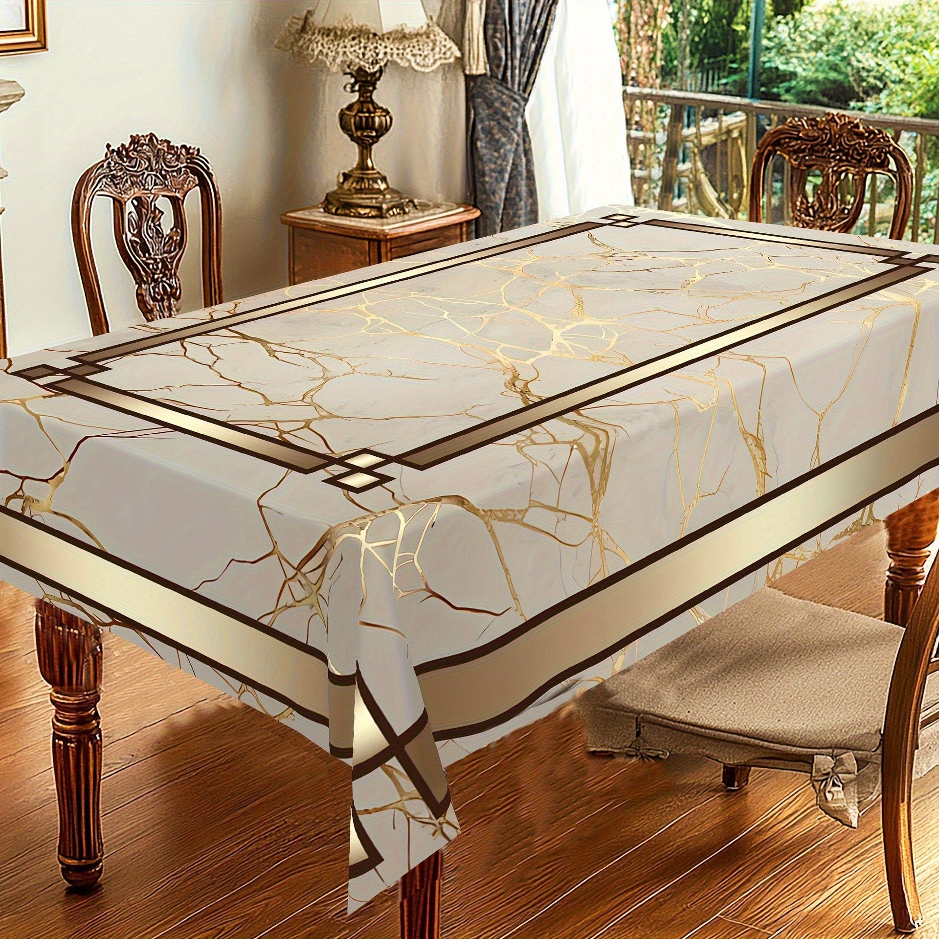【140*180 cm (Rectángulo)】Mantel impermeable con estampado de mármol🌩️