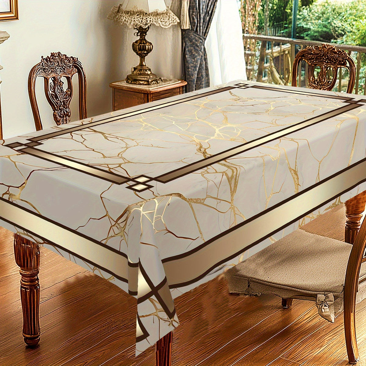 【140*180 cm (Rectángulo)】Mantel impermeable con estampado de mármol🌩️