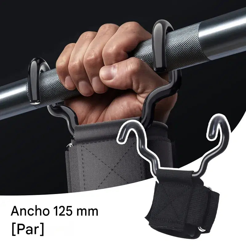🔥Juego de 2 ganchos de fitness para culturismo y levantamiento de pesas, soporte ensanchado de 125 mm, correas antideslizantes para las muñecas, capacidad de 250 kg para dominadas y peso muerto.