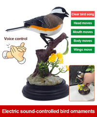 🦜🐦Adornos de pájaros creativos, lindos y controlados por voz para decoración de escritorio de habitación.