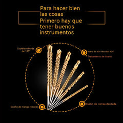 【Juego de 6 piezas】⚙️ Juego de brocas helicoidales: fabricadas en acero rápido, con recubrimiento de titanio y aptas para diversos materiales 🧰