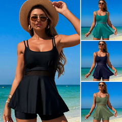 🏖️👙🌴Elegante traje de baño, talla grande, color liso
