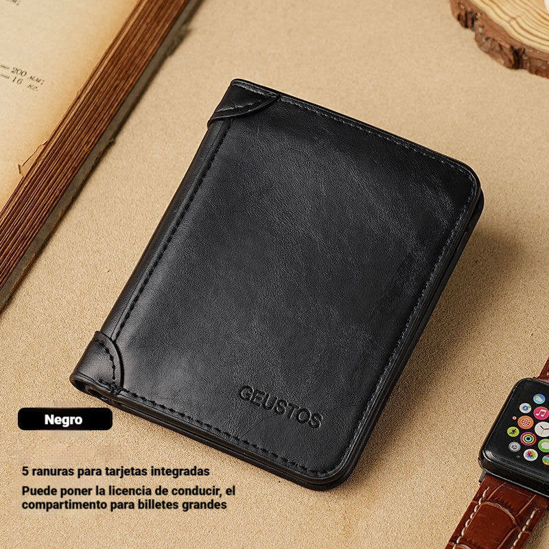 🐂✨ Nueva cartera de cuero genuino para hombre con sistema antirrobo