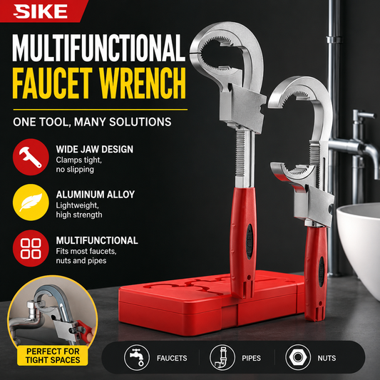 Llave ajustable para baño de aleación de aluminio multifuncional, llave para manguera de grifo y llave para fregadero.
