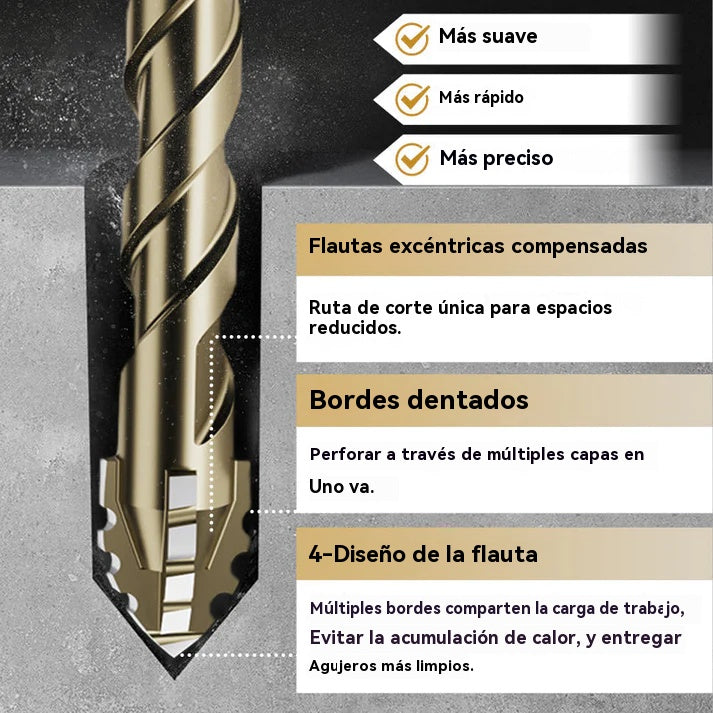 🔥6 piezas🔥Juego de brocas excéntricas de 4 flautas de alta resistencia-【4+5+6+8+10+12mm】