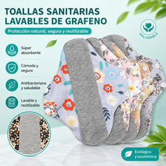 🔥【5/10 piezas】Almohadilla antibacteriana de algodón y grafeno lavable