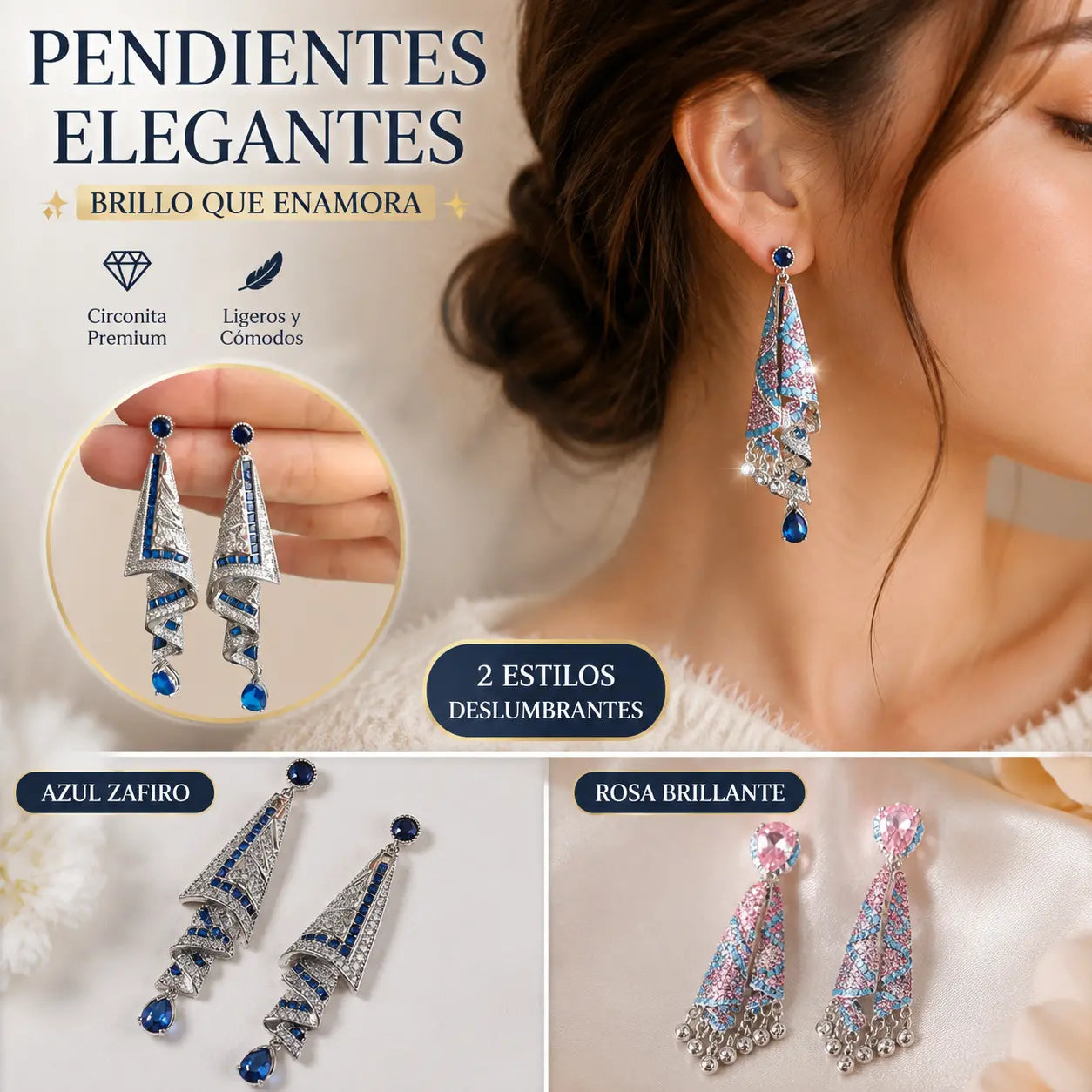 ✨Elegantes y lujosos pendientes colgantes para mujer, engastados con circonitas cúbicas brillantes, sofisticados y exquisitos.