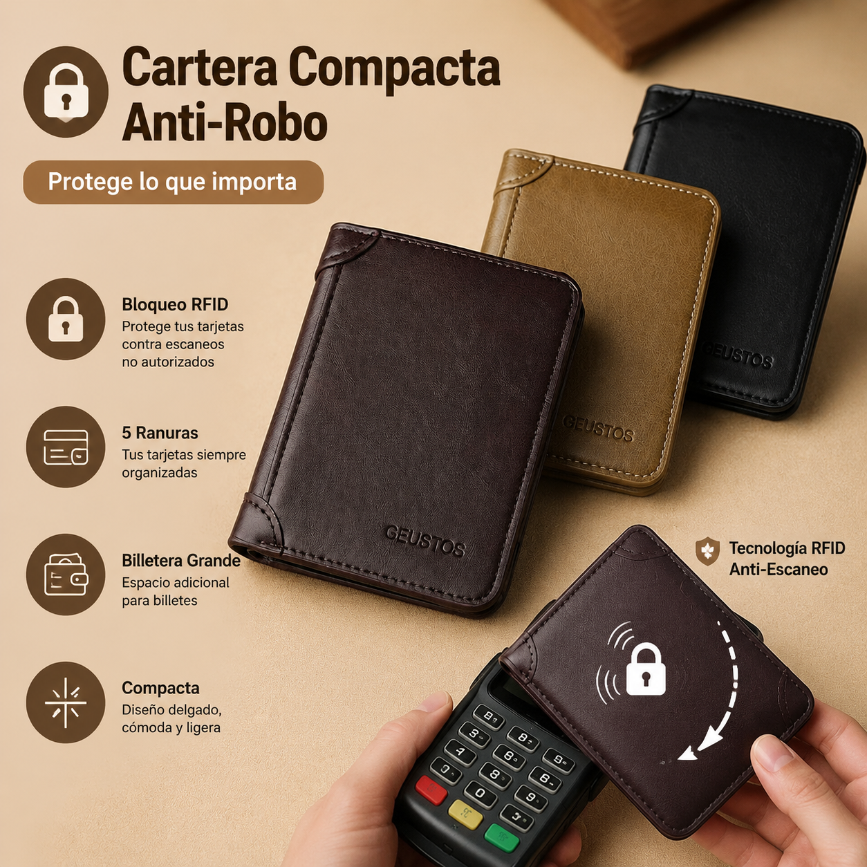 🐂✨ Nueva cartera de cuero genuino para hombre con sistema antirrobo