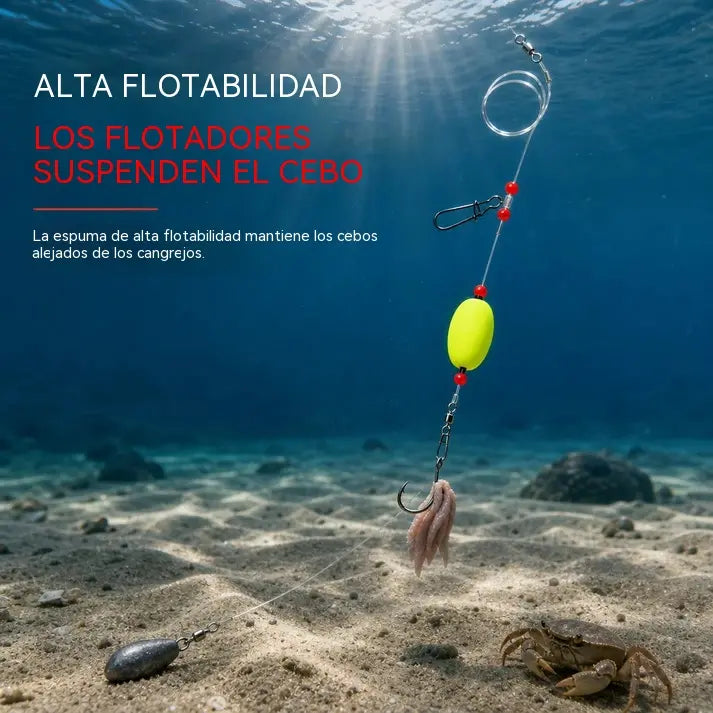 📢📢1 juego 28 euro⏰ Aparejos preanudados para pesca de surfcasting: flotadores de alta flotabilidad, anzuelos circulares forjados, líder de 90 libras, listos para usar.