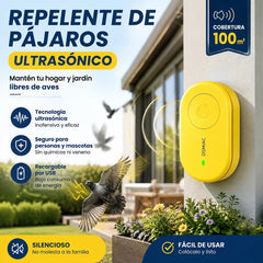 🐦 Přenosný ultrazvukový odpuzovač ptáků | Automatický odpuzovač holubů, ideální na balkony, do zahrad a exteriéru
