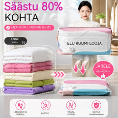 【5-osaline komplekt  31 euro eest】 Suur, kokkusurutav vaakumkott: pumpa pole vaja, lekkekindel ja ideaalne ruumi kokkuhoiuks kohvrites ja kodus