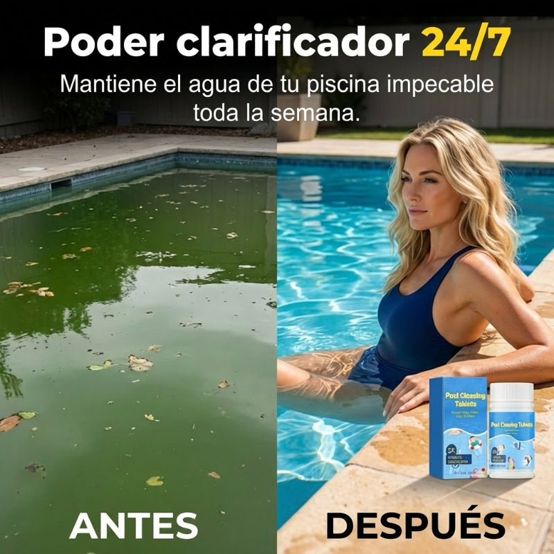 🏊‍♂️【2 botellas】Tabletas de Limpieza para Albercas para Agua Cristalina