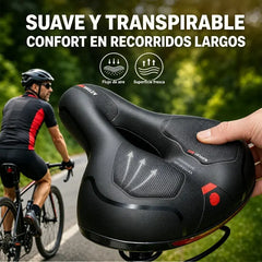 🚴‍♂️💨 Sillín de Bicicleta Ancho con Diseño Hueco – Asiento Transpirable con Bolas de Amortiguación para Máxima Comodidad 🛡️