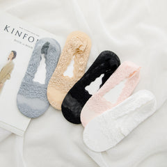 🩰【10 pares】Calcetines de encaje antideslizantes de algodón invisible, silicona que se ajusta al talón, estables y no fáciles de deslizar
