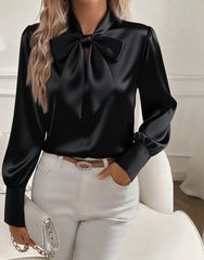 😍💕Camisa de seda de moda otoño e invierno 2025, estilo elegante.
