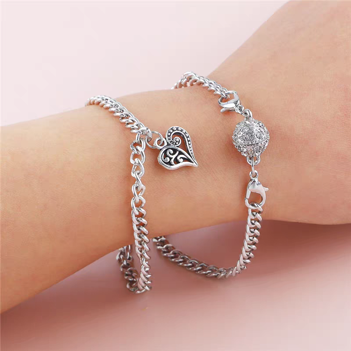 Conjunto de 14 piezas de pulsera y collar DIY con cierre magnético en forma de corazón