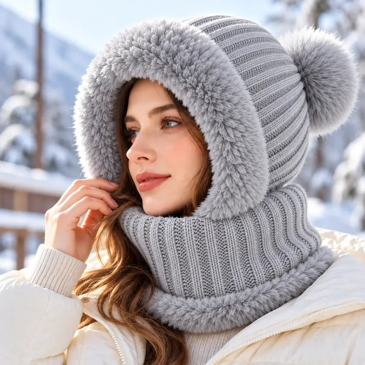 🧣❄️ Gorro de Punto 3 en 1 para Mujer | Bufanda, Cuello y Mascarilla Integrados | Forro Polar, Orejeras y Protección contra el Viento para Ciclismo 🚴‍♀️