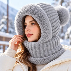 🧣❄️ Gorro de Punto 3 en 1 para Mujer | Bufanda, Cuello y Mascarilla Integrados | Forro Polar, Orejeras y Protección contra el Viento para Ciclismo 🚴‍♀️
