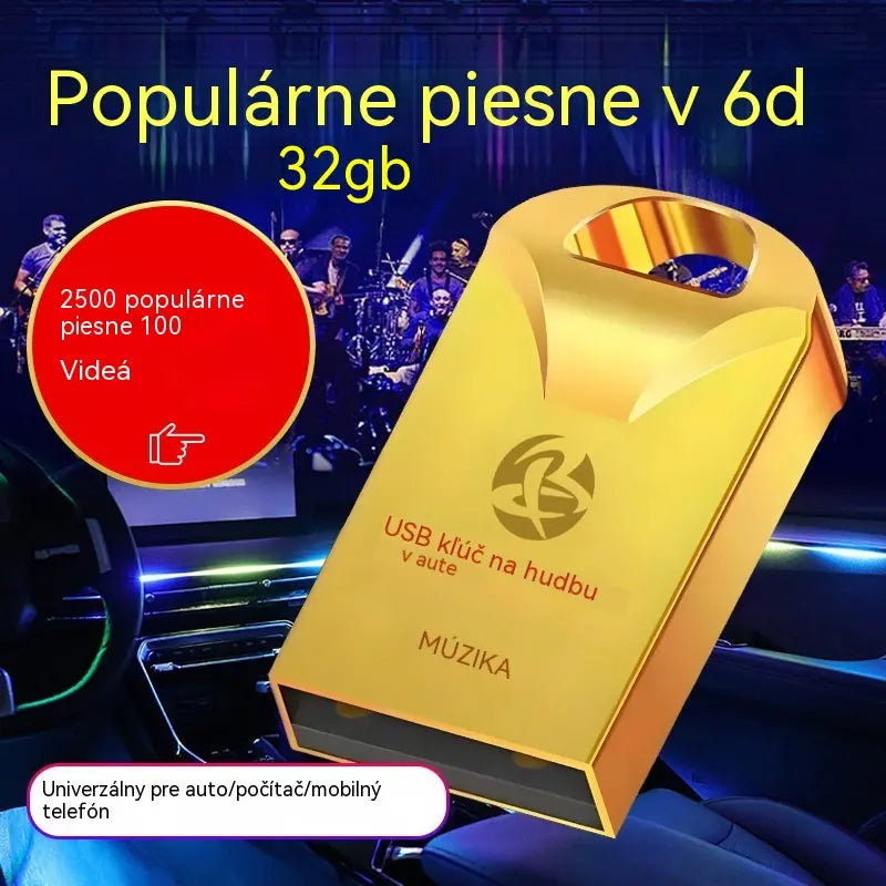 🔥🔥【32 GB】Vysokokvalitný univerzálny USB kľúč pre hudbu do auta【2500 populárnych skladieb + 100 videí】