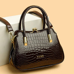 Elegante bolso de mano para mujer de piel de cocodrilo