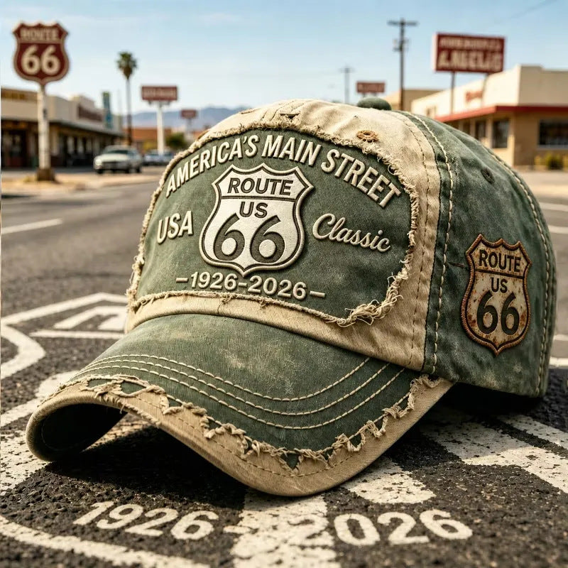 🧢🌟Az állítható retró Route 66 baseballsapka tökéletes választás a kerékpározás szerelmeseinek.